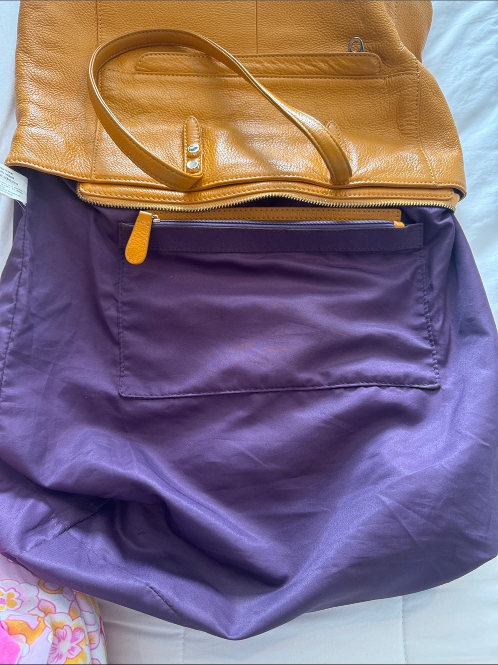 Christopher Kon yellow leather bag with purple lining - Picture 6 of 14